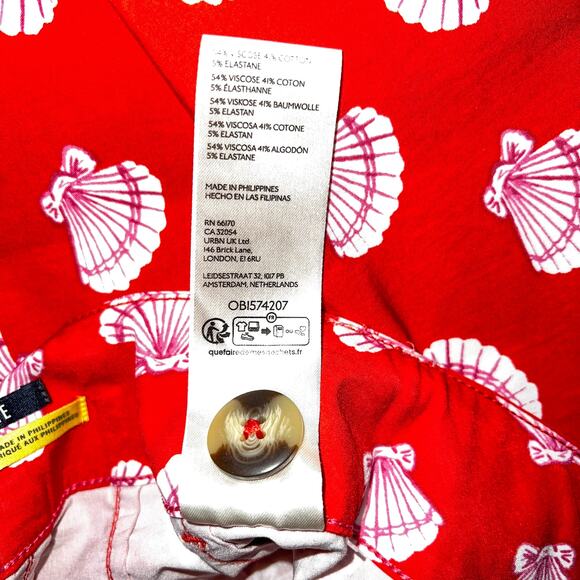 NWT Maeve Anthropologie The Collette Wide Leg Crop Pant Red Pink Sea Shells 31 - Picture 9 of 9